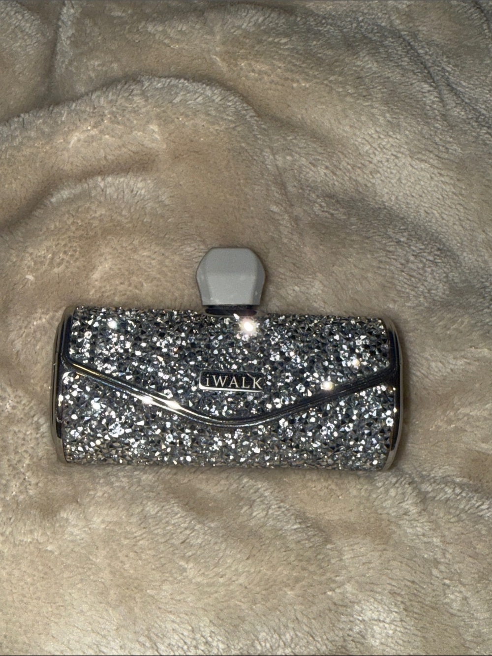 NWT Silver Crushed Diamond Rhinestone Portable Fast Charging USB-C Charger